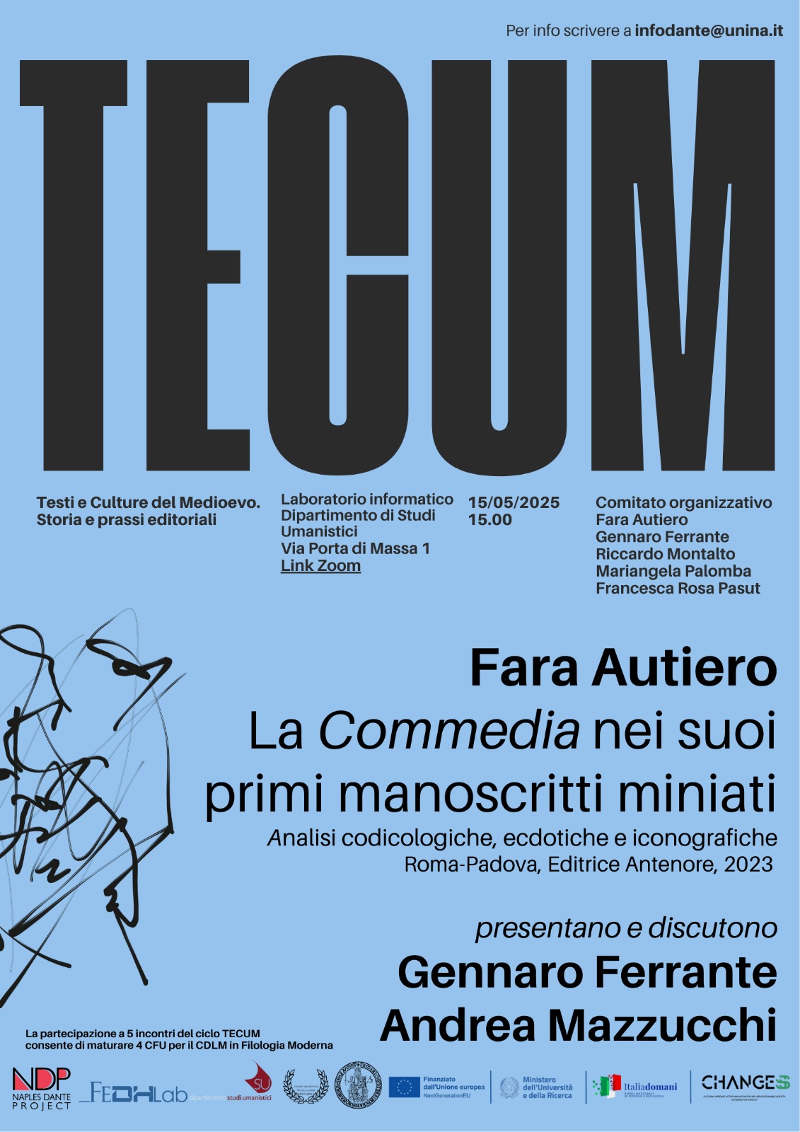 Seminari TECUM: presentazione e discussione di Fara Autiero, “La Commedia nei suoi primi manoscritti miniati”