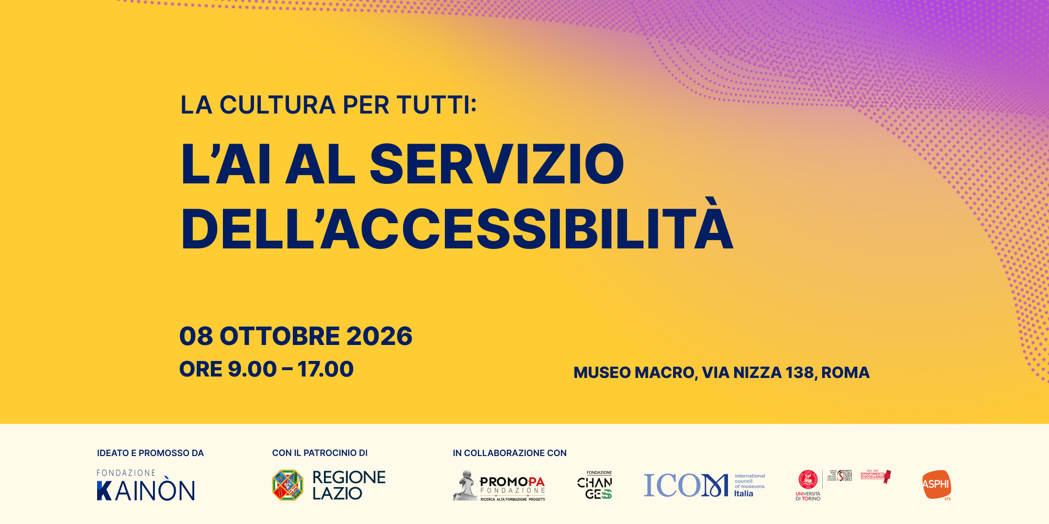 La cultura per tutti: l’AI al servizio dell’accessibilità” evento in programma l’8 ottobre al Museo MACRO di Roma.